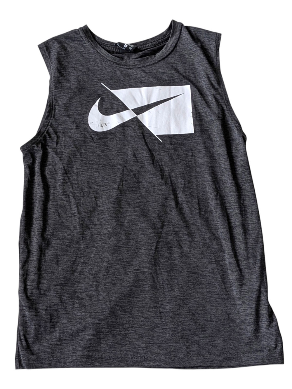 Nike Kids Gray Dry Fit Tank Top with White Swoosh Graphic XL
